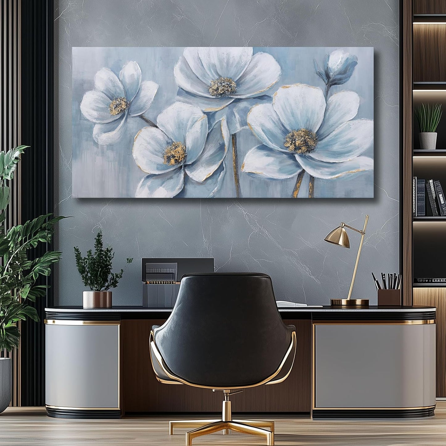 Belmrxne Floral Art Wall Decor White Wall Art Pop Canvas Painting Modern Aesthetic Prints Artwork for Living Room Bedroom Dining Room Office Home Decor 20x40 inch