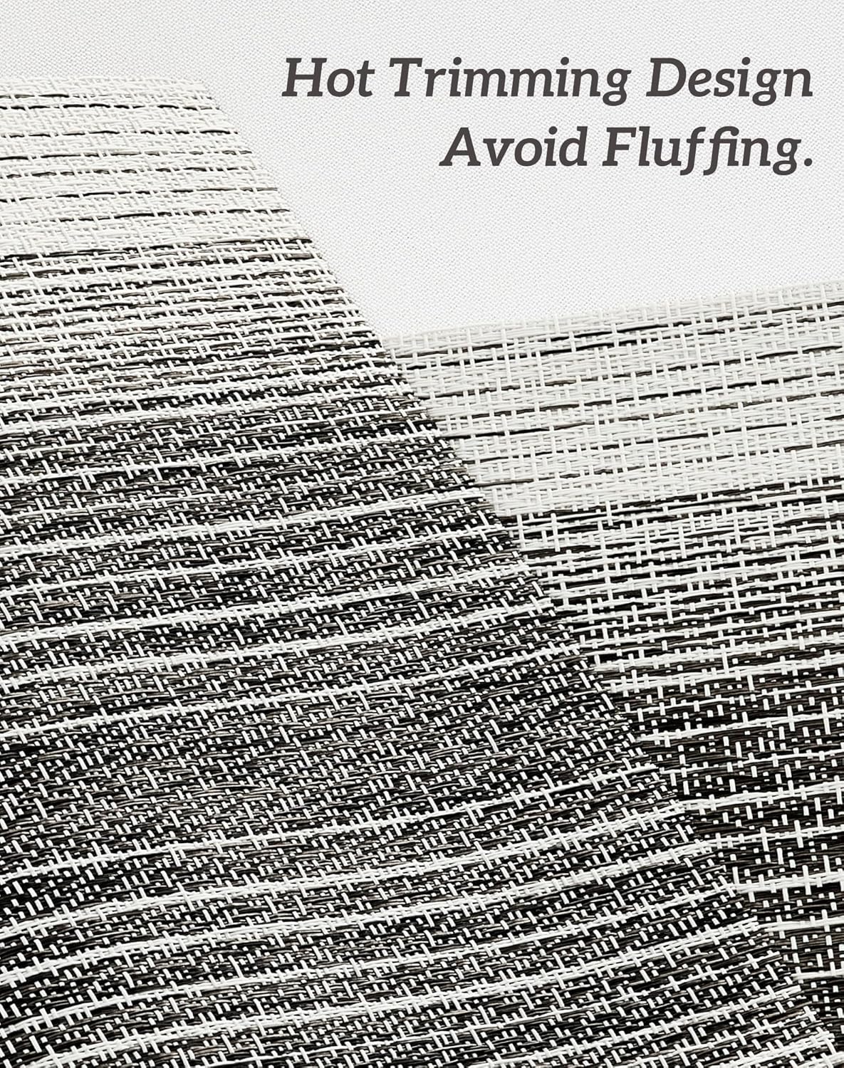 Leetaltree Black with White Woven Placemats Set of 6 - Heat Resistant Non-Slip Place mats for Dining Table, Washable Durable PVC Vinyl Woven Table Mats(Black with White, 6)