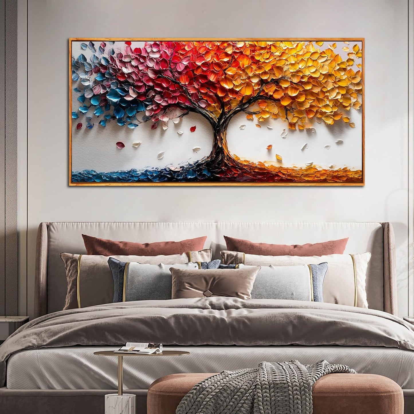 Tree of Life Poster for Office - Colorful Tree Wall Decor for Living Room - Wooden Framed Wall Art for Bedroom Size 29" x 59"