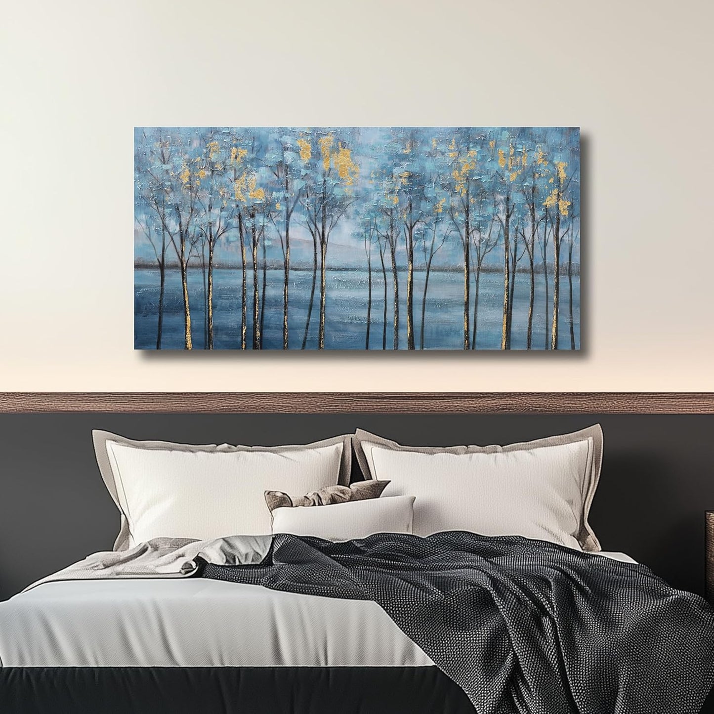Belmrxne Tree Canvas Wall Art Modern Blue Artwork Hanging Aesthetic Canvas Painting Pop Art Wall Decor for Living Room Bedroom Dining Room Office Home Decor 24x48inch