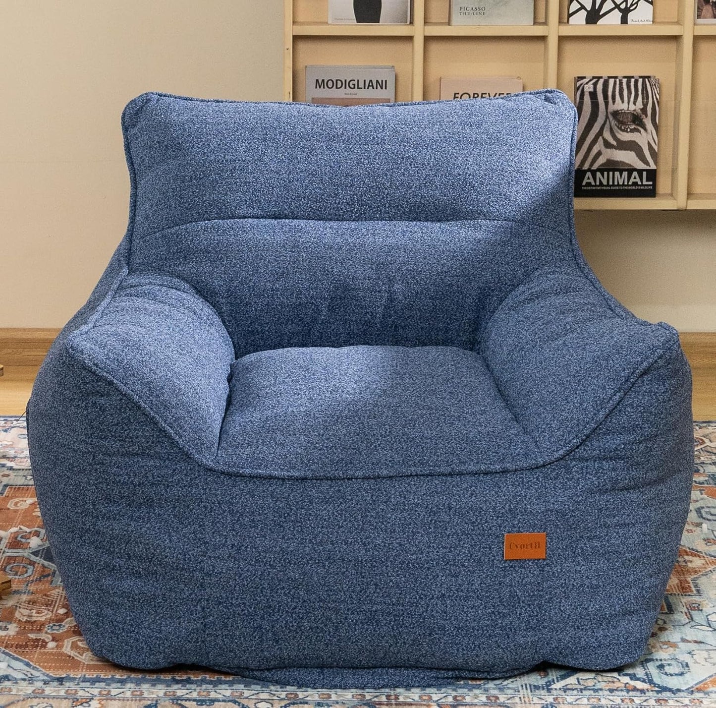 Bean Bag Chair for Adults, Comfy Tufted Bean Bag Chair Sofa with Armrests, Lazy Beanbag Chair with Foam Filler Stuffed Bean Bag Couch Sofa for Reading in Bedroom, Living Room and Dorms