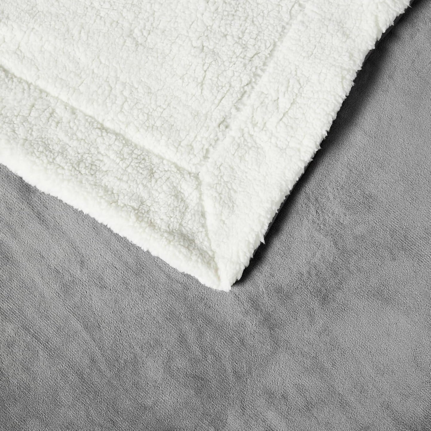 Amazon Basics Reversible Sherpa Throw Blanket, Dark Gray, 50"x60"