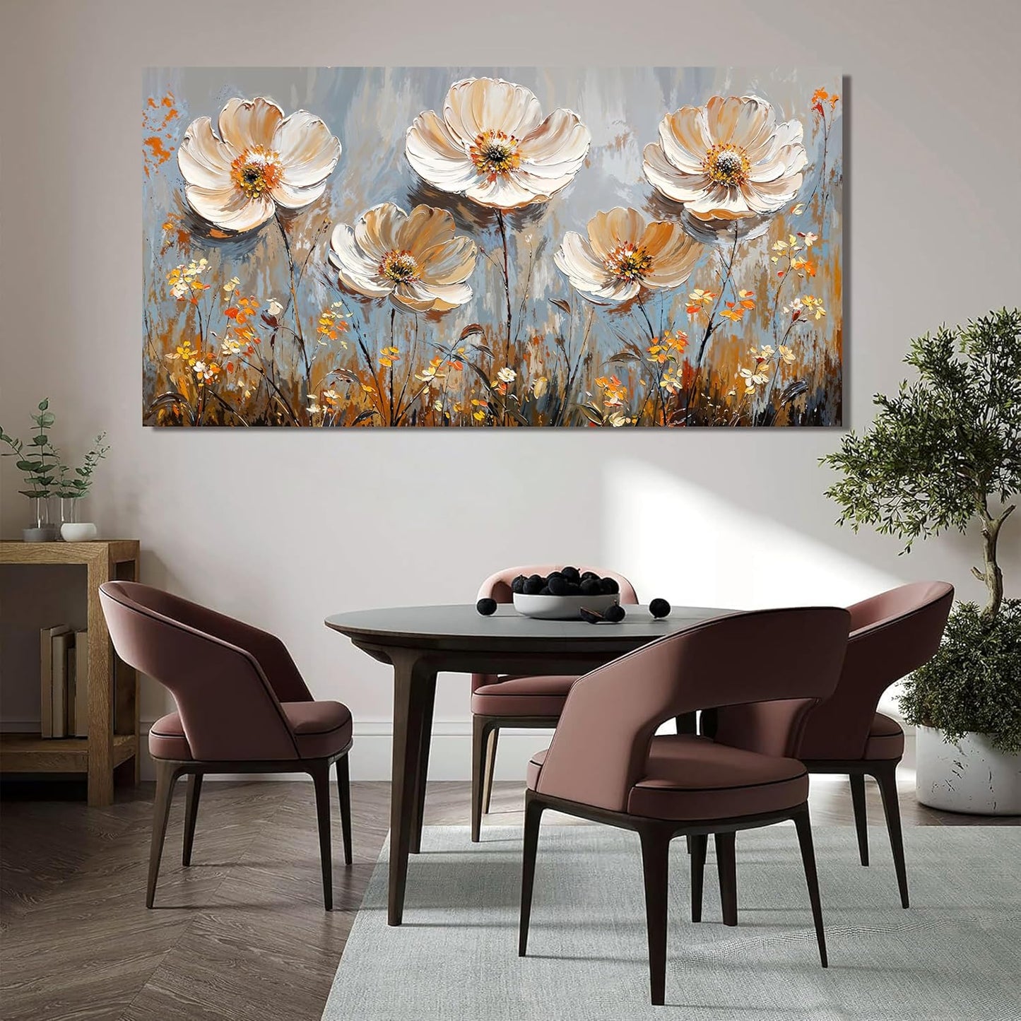 Canvas Wall Art Decor Art Work for Wall Decor Large Vintage Gold Wall Art Prints Wall Art Pictures for Living Room Nature Flower Wall Art Decorations Artwork for Walls Bedroom Office Decor 24" X 48"