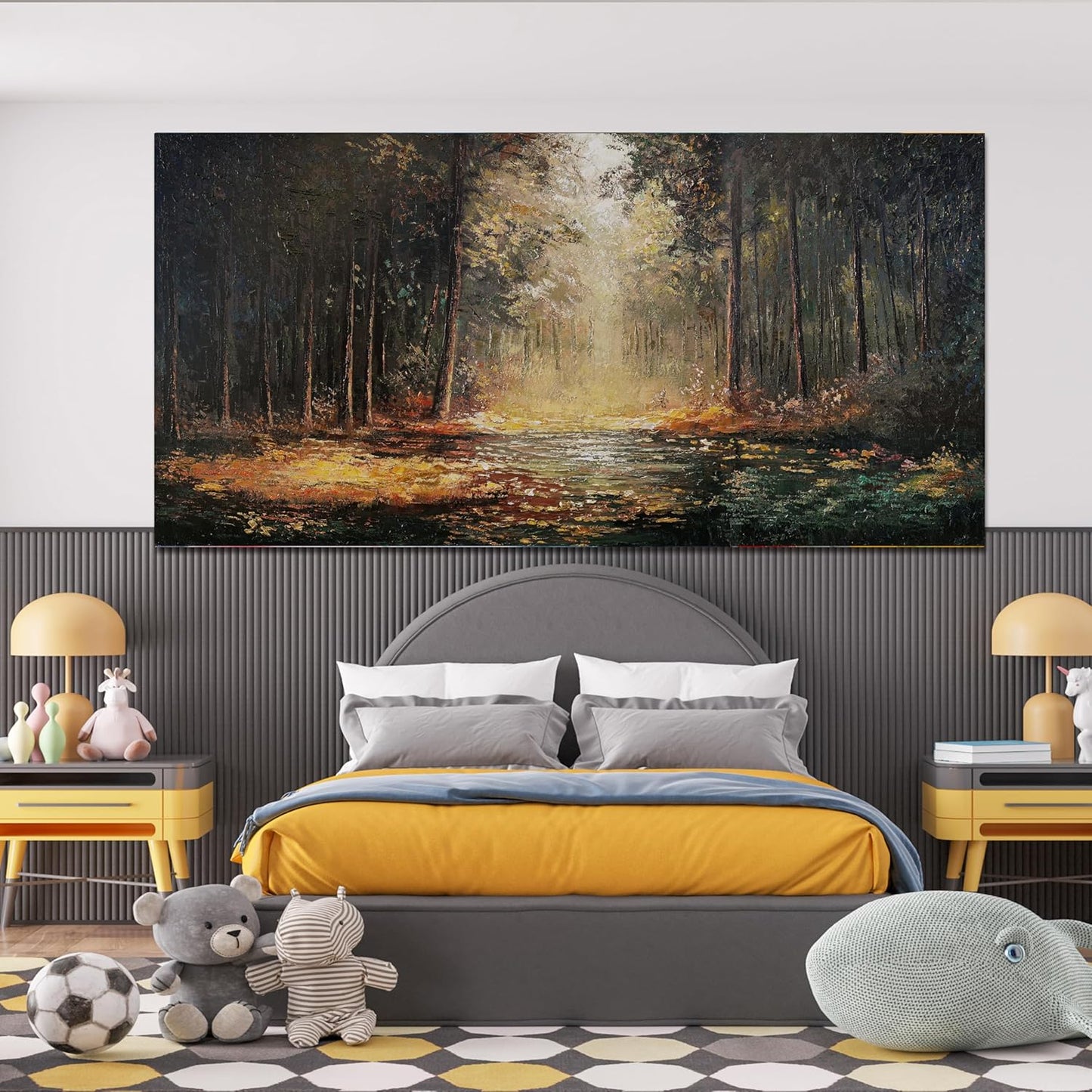 Canvas Wall Art Decor Large Wall Art Pictures for Living Room Landscape Natural Wall Art Decor Canvas Art Wall Decor Yellow Forest Wall Art Prints Art Work for Home Office Room Wall Decor 29" x 58"