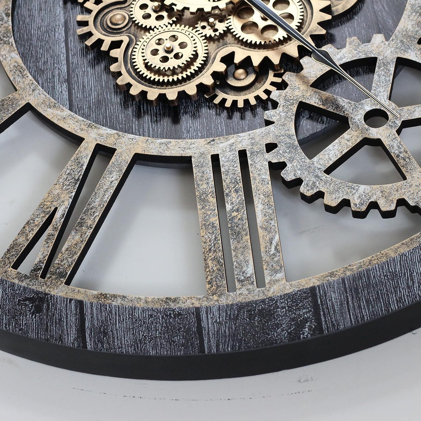 The Gears Clock 36'' Inch Real Moving Gear Wall Clock Vintage Industrial Oversized Rustic Farmhouse (Vintage Carbon Grey and Bronze)