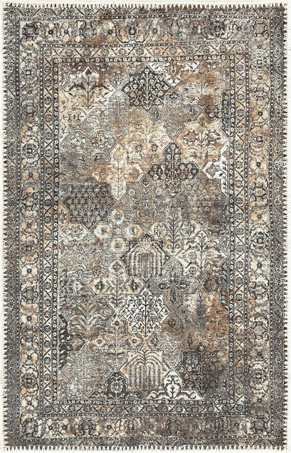 Keen Home Design 2x3 Rug - Machine Washable Entry Rug with Non-Slip Backing, Ideal for Enteryway, Kitchen, Bathroom, Laundry Room - Vintage, Easy Clean, Durable, Low Pile Rug - (2' x 3')