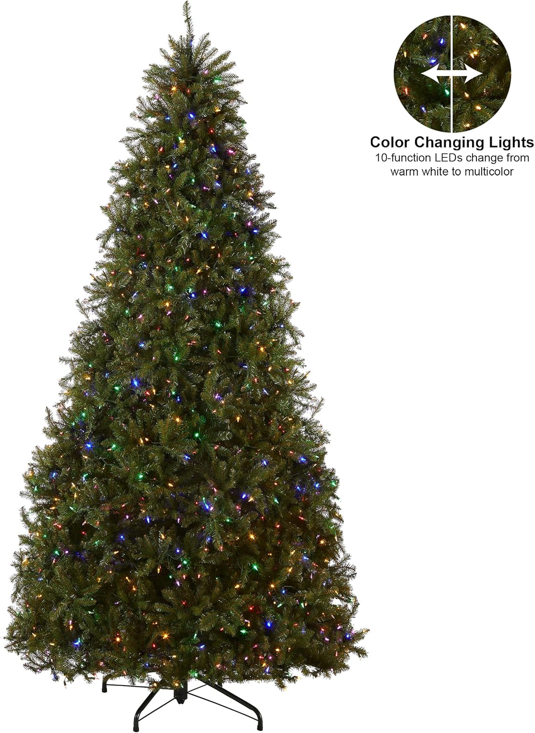 National Tree Company Pre-Lit Artificial Full Christmas Tree, Green, Dunhill Fir, Dual Color LED Lights, Includes PowerConnect and Stand, 12 Feet