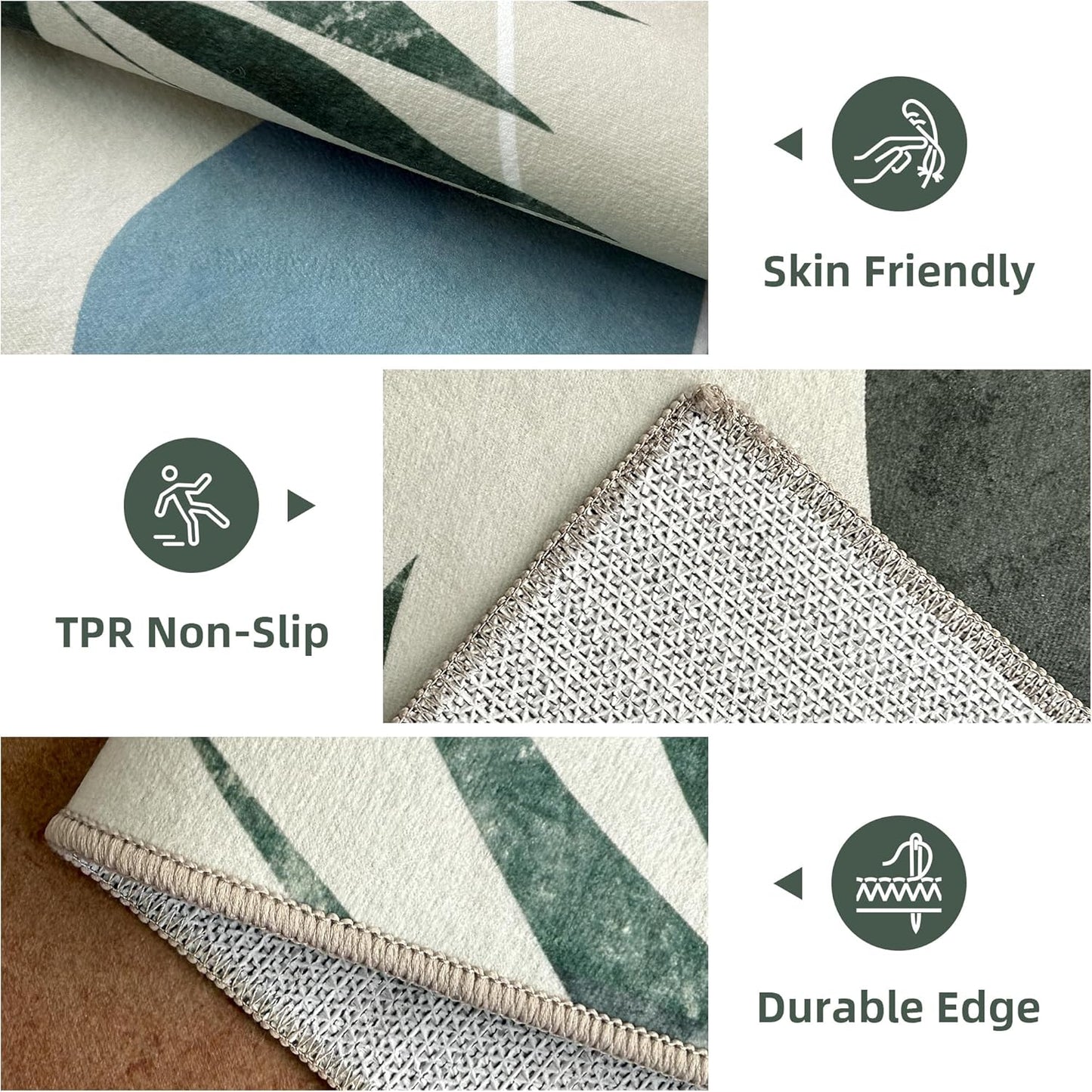 Indoor Outdoor Area Rug, Mid Century Outdoor Patio Rug, Washable Abstract Art Leaves Eucalyptus Rugs, Non-Slip Carpet for Camping, Living Room, Bedroom, Deck(8x10)