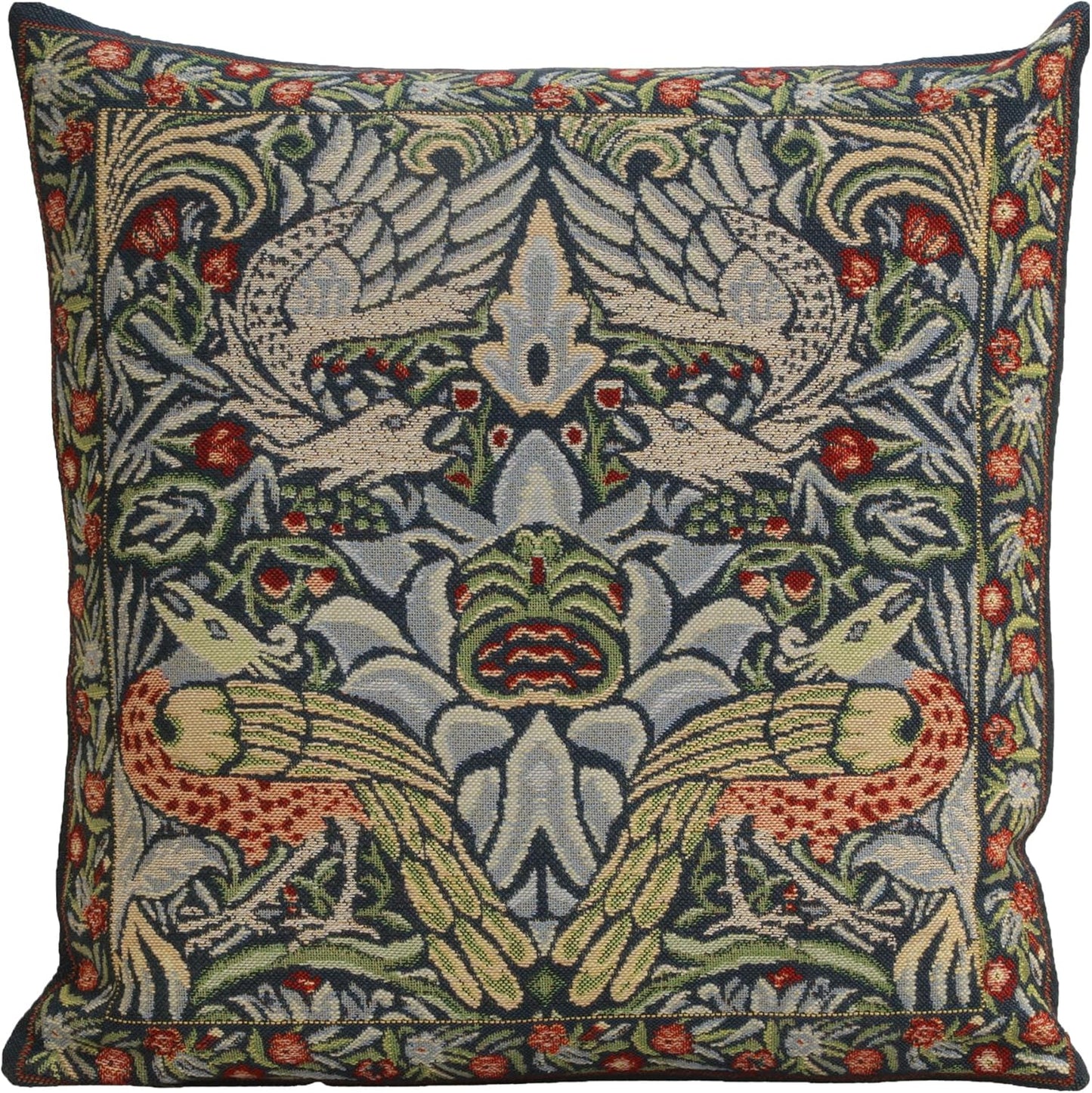 Charlotte Home Furnishings Throw Pillow Covers 16x16 in, Blue Peacock Decorative Couch Pillow Cover, Boho Decor European Tapestry Cushion Cases, Living Room Cozy Home Decor, Jacquard Woven Soft Cotton