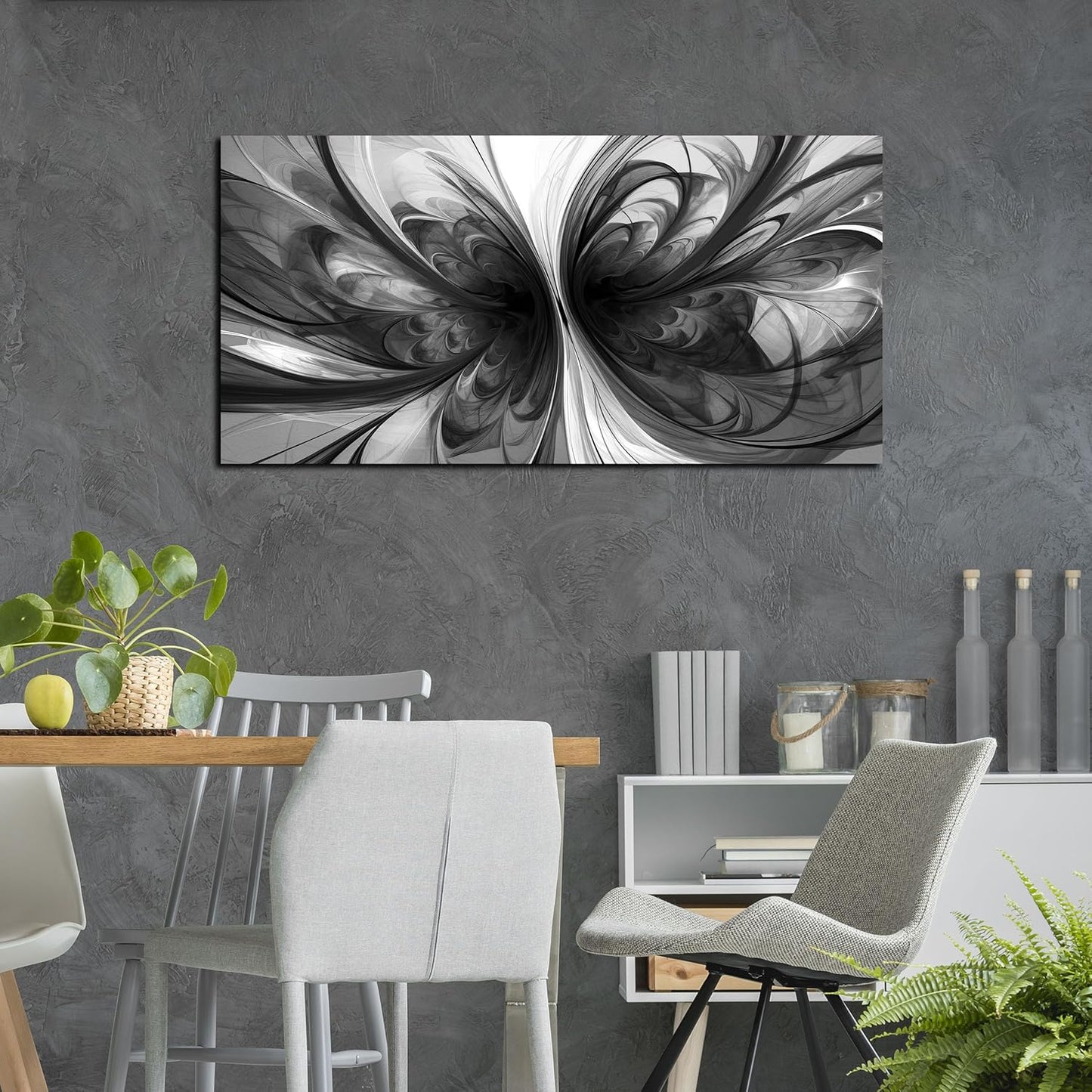 Abstract Wall Art for Living Room Black and White Pictures Wall Art Bedroom,Home Office Wall Decor 20 x 40 Inch