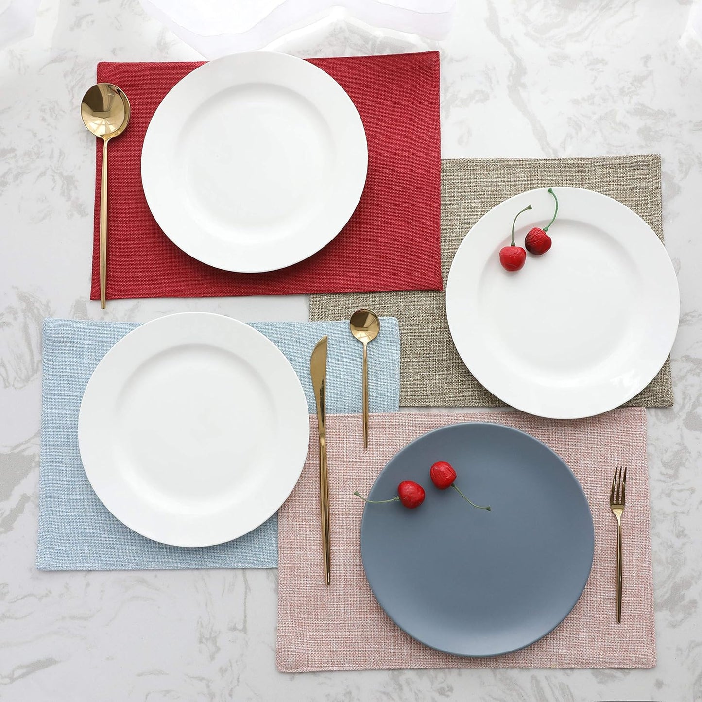 Home Brilliant Placemats Table Mat Set of 6 Heat Resistant Dining Place Mats for Kitchen Restaurant Wedding Holiday Celebration, Blue