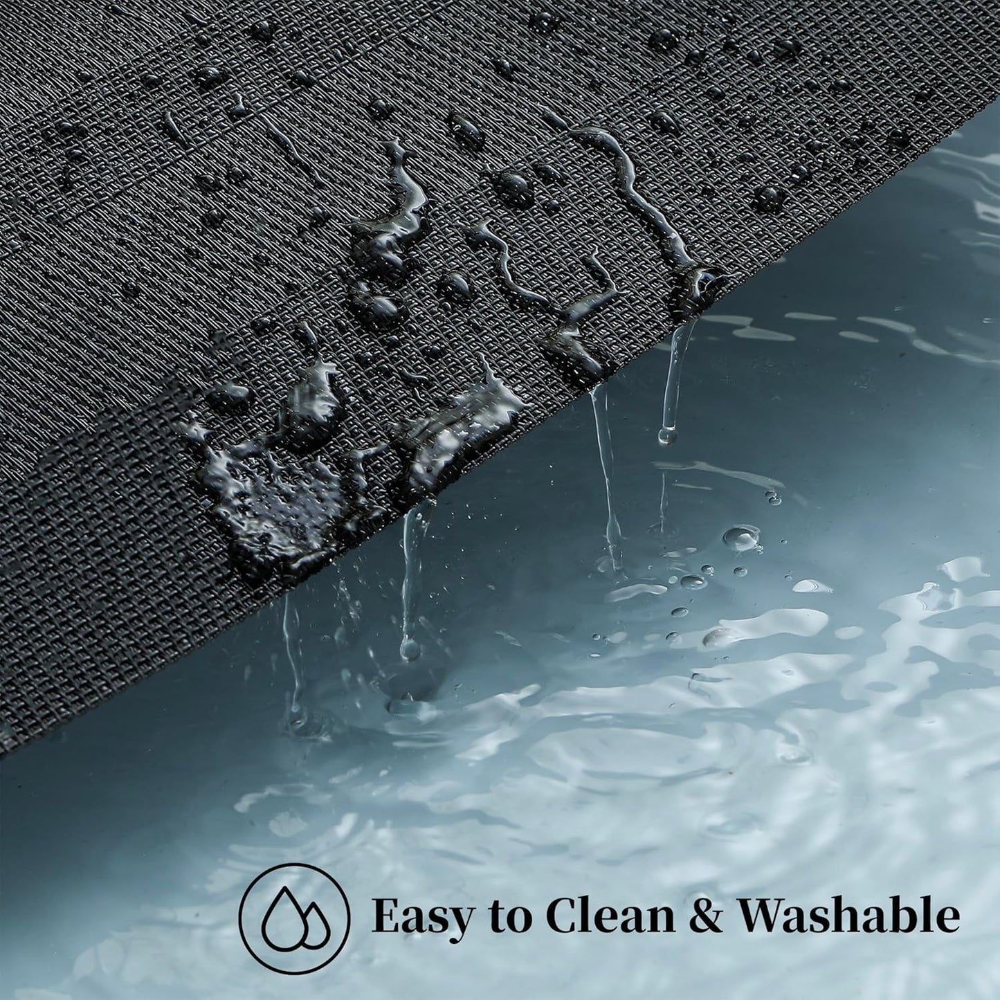 Leetaltree Black Frame Placemats Set of 8 - Heat Resistant Non-Slip Place mats for Dining Table, Washable Durable PVC Vinyl Woven Table Mats（Black Frame, 8）