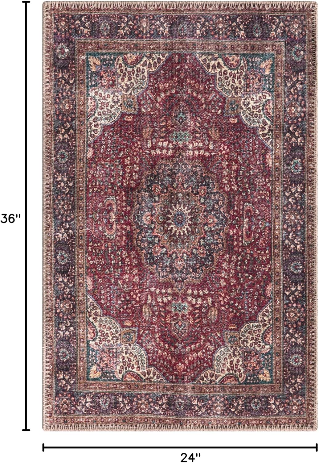 Keen Home Design 2x3 Rug - Machine Washable Entry Rug with Non-Slip Backing, Ideal for Enteryway, Kitchen, Bathroom, Laundry Room - Vintage, Easy Clean, Durable, Low Pile Rug - (2' x 3')