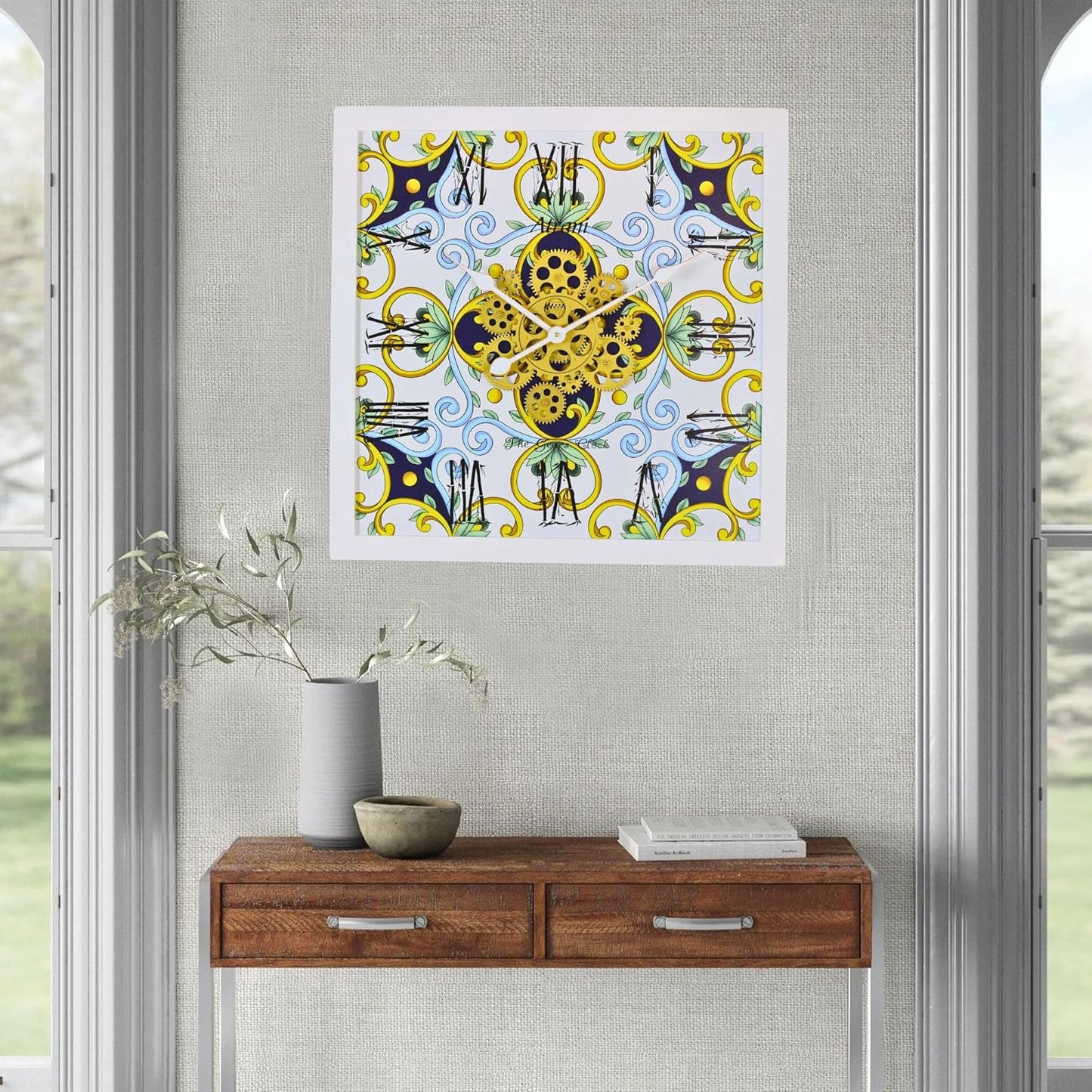 The Gears Clock Wall Clock Italy Collection with Moving Gears (Atrani, 24 inches (60 cm))