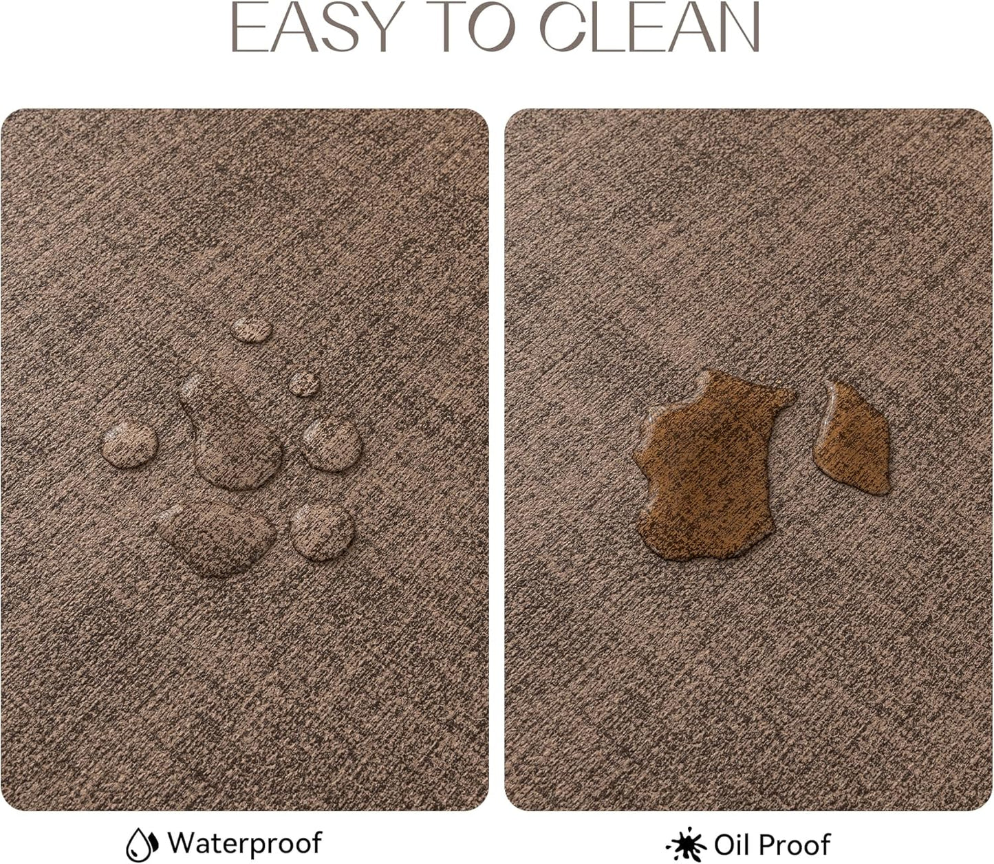 Romanstile Vinyl Placemats Set of 4-12 X 18 Inch - Heat Resistant Place Mats 100% Waterproof Oilproof Wipeable Reversible Faux Leather Table Mats for Kitchen/Dining/Party/Outdoor, Brown