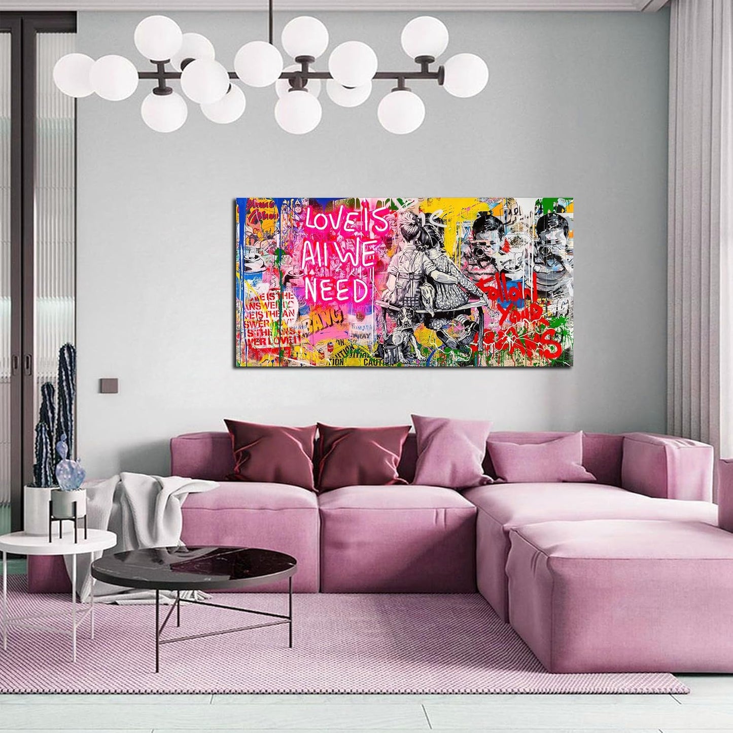 Colorful Banksy Wall Art for Living Room - Graffiti Posters for Teen Girls Room Ready to Hang Size 24" x 48"