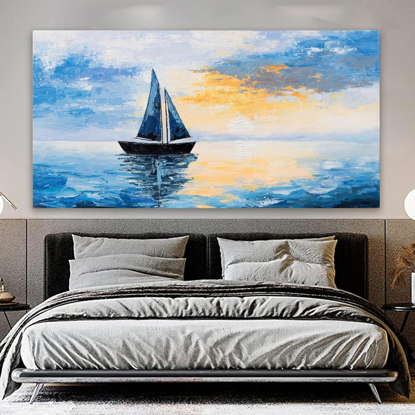 Canvas Wall Art Decor Modern Large Wall Art Pictures for Living Room Blue Coastal Wall Art Prints Landscape Natural Wall Art Decor Artwork for Walls Art Work for Home Office Kitchen Wall Decor 29"x58"