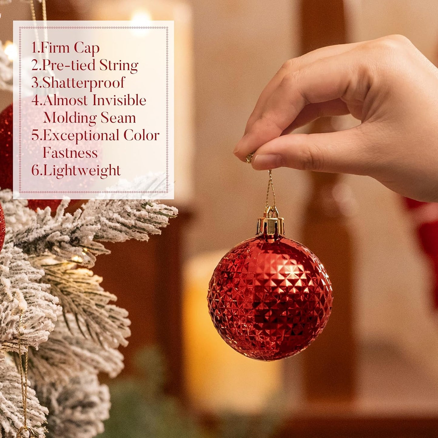 Valery Madelyn Christmas Tree Decorations Ornament Set for Fall Halloween, 50ct 2 Inches Red Shatterproof Christmas Ball Ornaments Hanging Xmas Holiday Party Decor