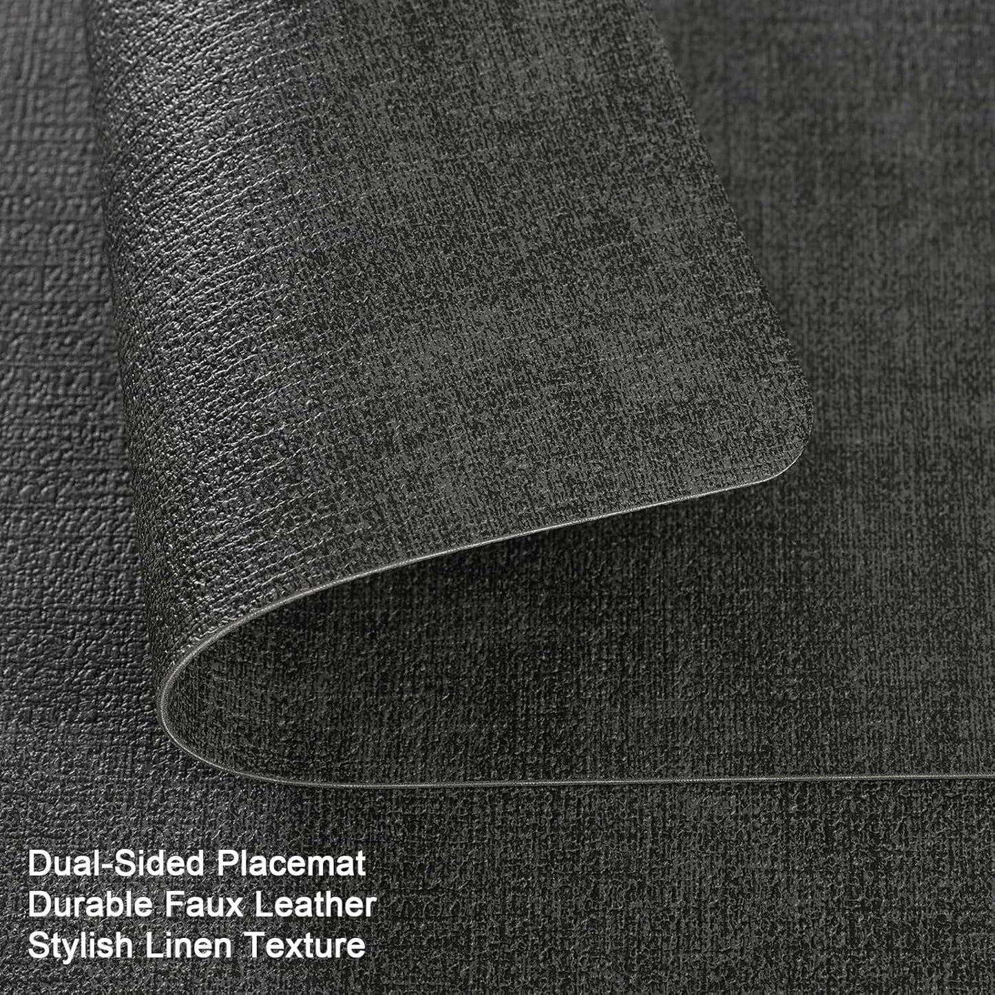 Myir JUN Placemats Dual Sided, Faux Leather Place Mats Set of 8 Indoor Placemats for Dining Table Non-Slip Washable Placemats Heat Resistant Outdoor Table Mats (Set of 8, Gray)