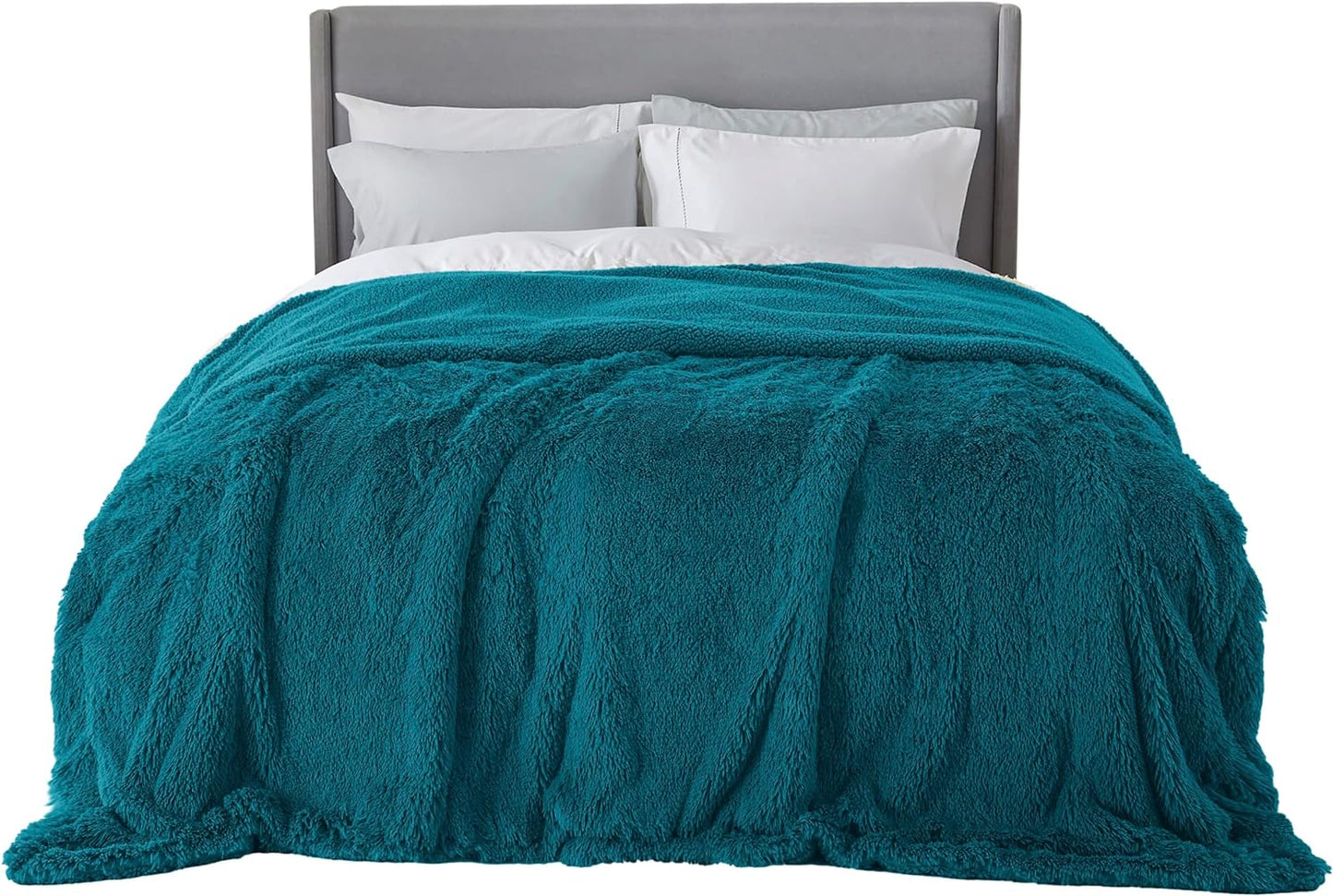 Bedsure GentleSoft Fluffy Turquoise Teal King Size Blanket for Bed, Thick Soft Sherpa Faux Fur Fleece Bedding Fuzzy Plush Winter Warm Heavy Large King Blanket, Cozy Teal Gifts for Men Women, 108x90