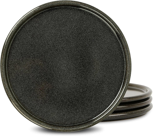 Stone Lain Eden 4-Piece Dinner Plate Set Stoneware, Charcoal Grey
