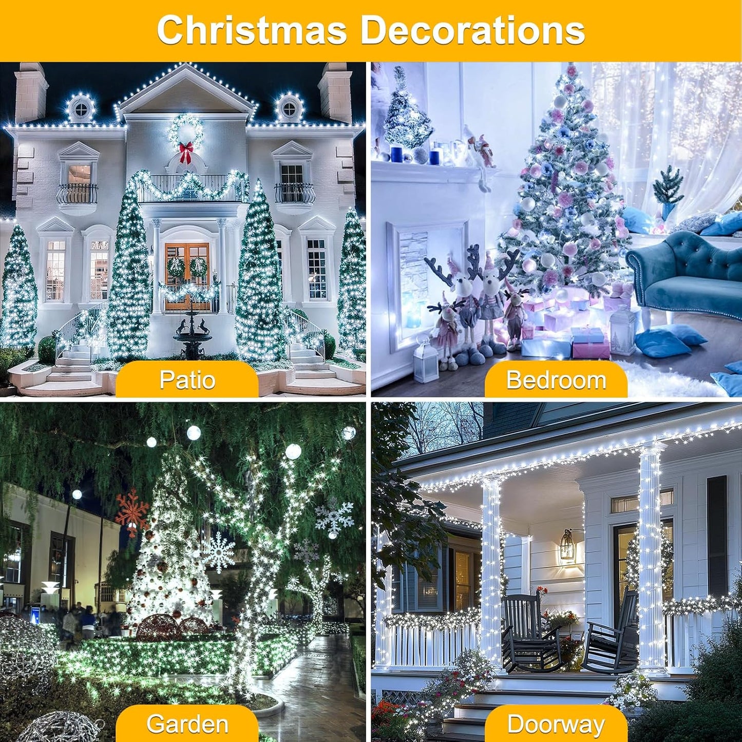 98.5FT 300 LED Christmas Lights Plug in,Cool White Waterproof Fairy Lights with Timer/8 Modes, Christmas Tree Lights Lighting Outdoor Indoor Garden Party Wedding Christmas Tree Decoration