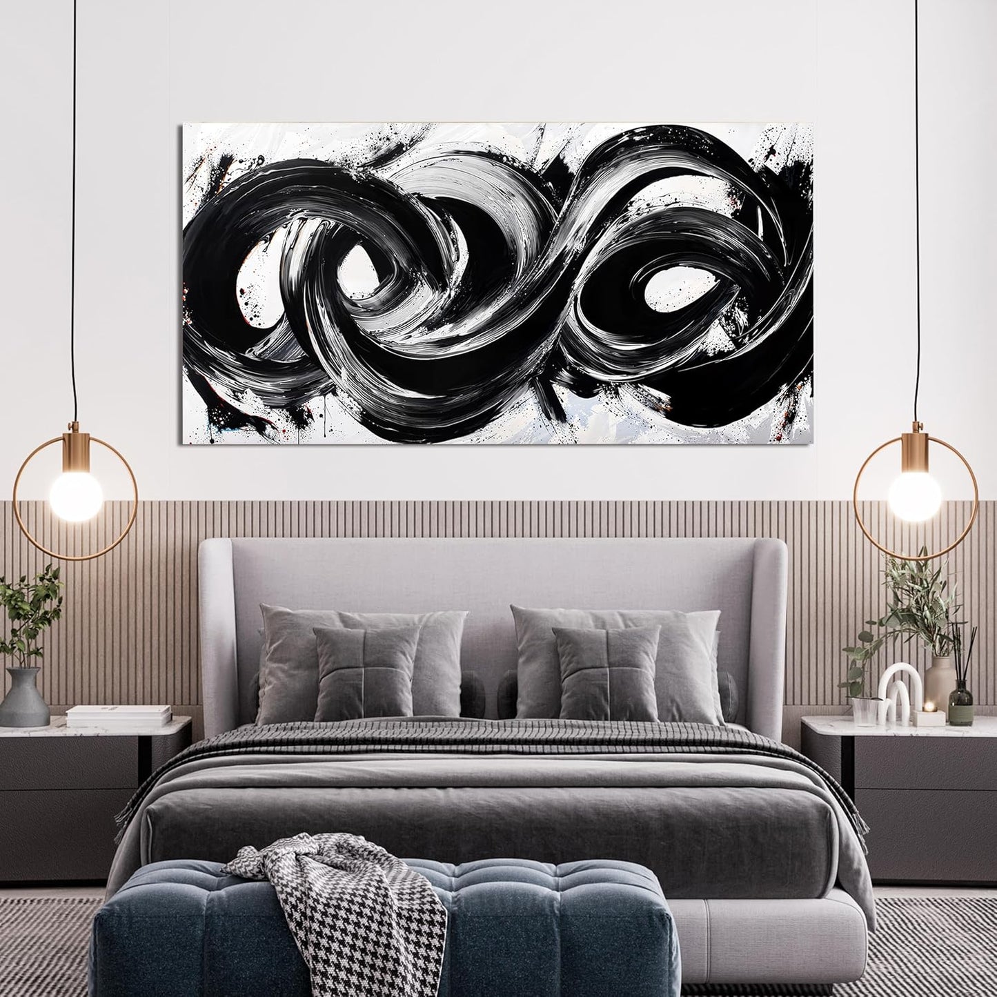 Canvas Wall Art Decor Wall Art Pictures for Living Room Artwork for Walls Abstract Black and White Wall Art Prints Abstract Canvas Art Wall Decorations Bedroom Home Aesthetic Wall Art Decor 20" X 40"