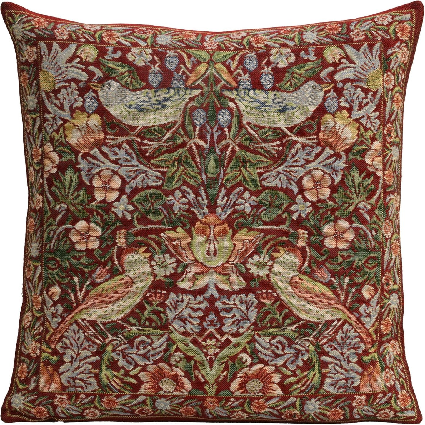 Charlotte Home Furnishings Throw Pillow Covers 16x16 in, Red Strawberry Decorative Couch Pillow Covers, Boho European Tapestry Cushion Cases, Living Room Cozy Home Decor, Jacquard Woven Soft Cotton