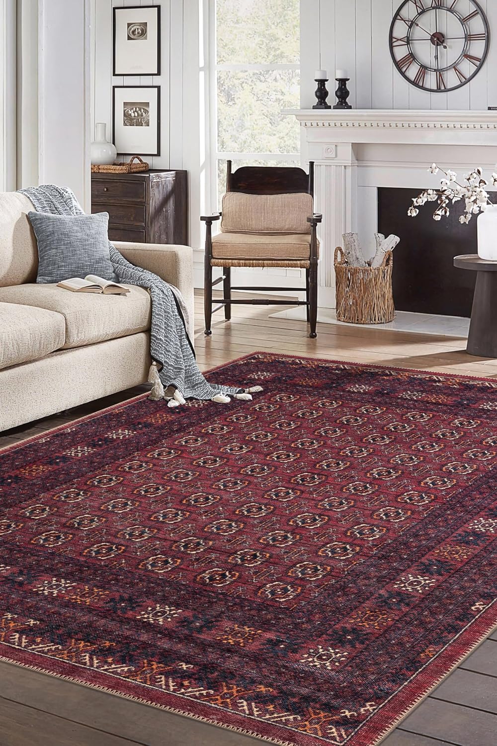 Keen Home Design 6x9 Rug - Machine Washable Area Rug with Non-Slip Backing, Ideal for Living Room, Dining Room, Bedroom - Vintage, Easy Clean, Durable, Low Pile Rug - (6' x 9')