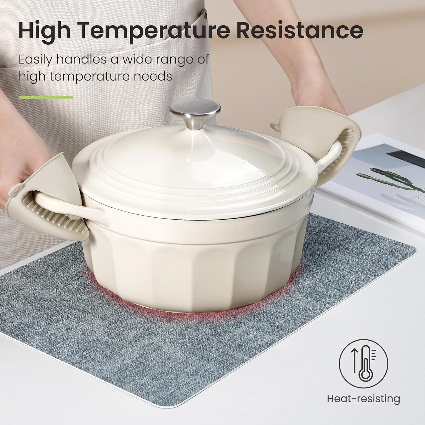 Faux Leather Dual Sided Placemats Set of 4, Square Non-Slip Heat Resistant Placemats with Coaster, Reversible wipeable Waterproof Table Mats for Kitchen, Dining, Outdoor (4, Black Light Blue)