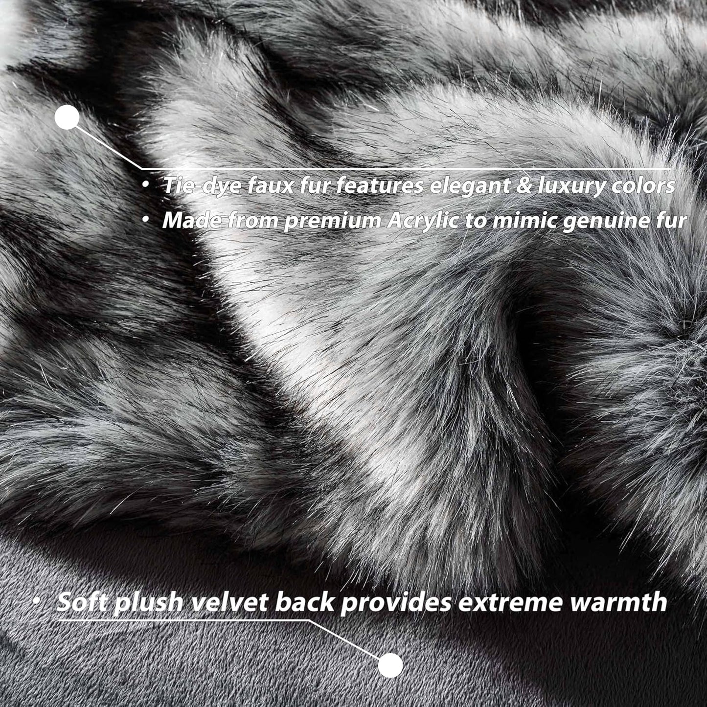 BATTILO HOME Silver Grey Faux Fur Throw Blanket for Couch, Bed, Fake Fur Blankets & Throws, Thick Warm Heavy Fluffy Fuzzy Elegant Furry Blanket Long Pile with Black Tips, 50"x60"