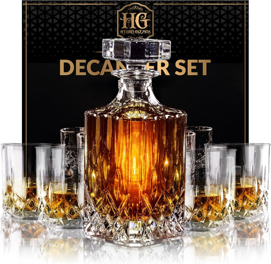 Luxury Gift For Men – Whiskey Decanter Set For Beloved Husband Or Dad Birthday Gift – 4 Whiskey Glasses And Decanter Set Is a Great Gift Idea for Whisky, Bourbon, or Scotch lovers