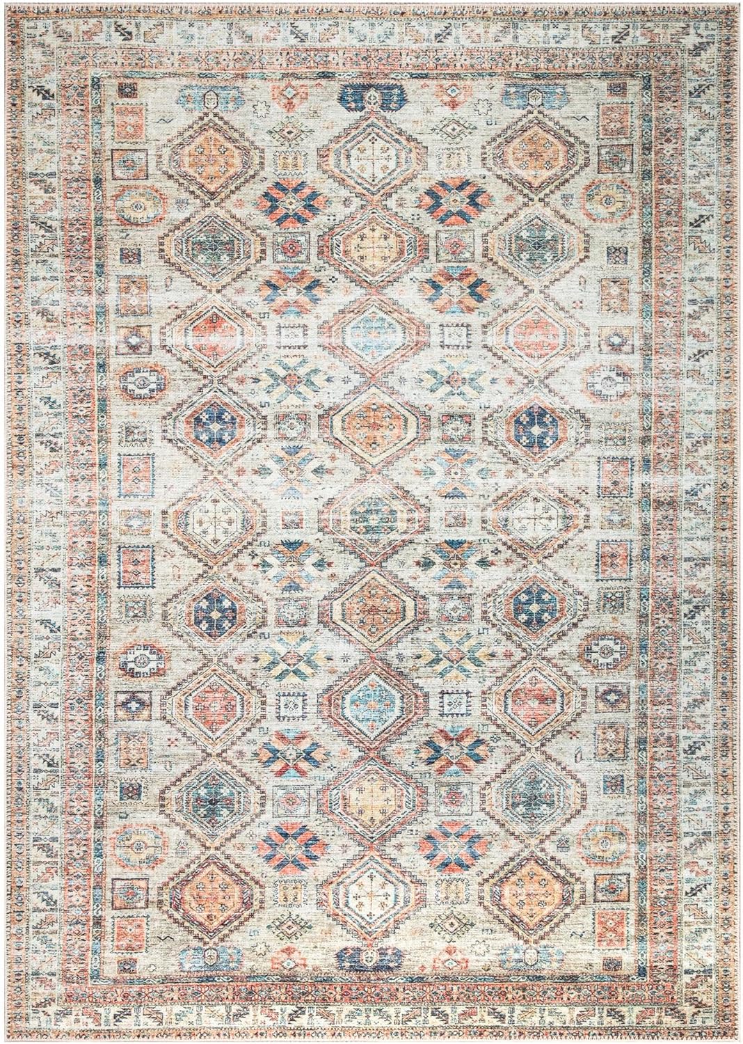 Keen Home Design 9x12 Rug - Machine Washable Area Rug with Non-Slip Backing, Ideal for Living Room, Dining Room, Bedroom - Vintage, Easy Clean, Durable, Low Pile Rug - (9' x 12')