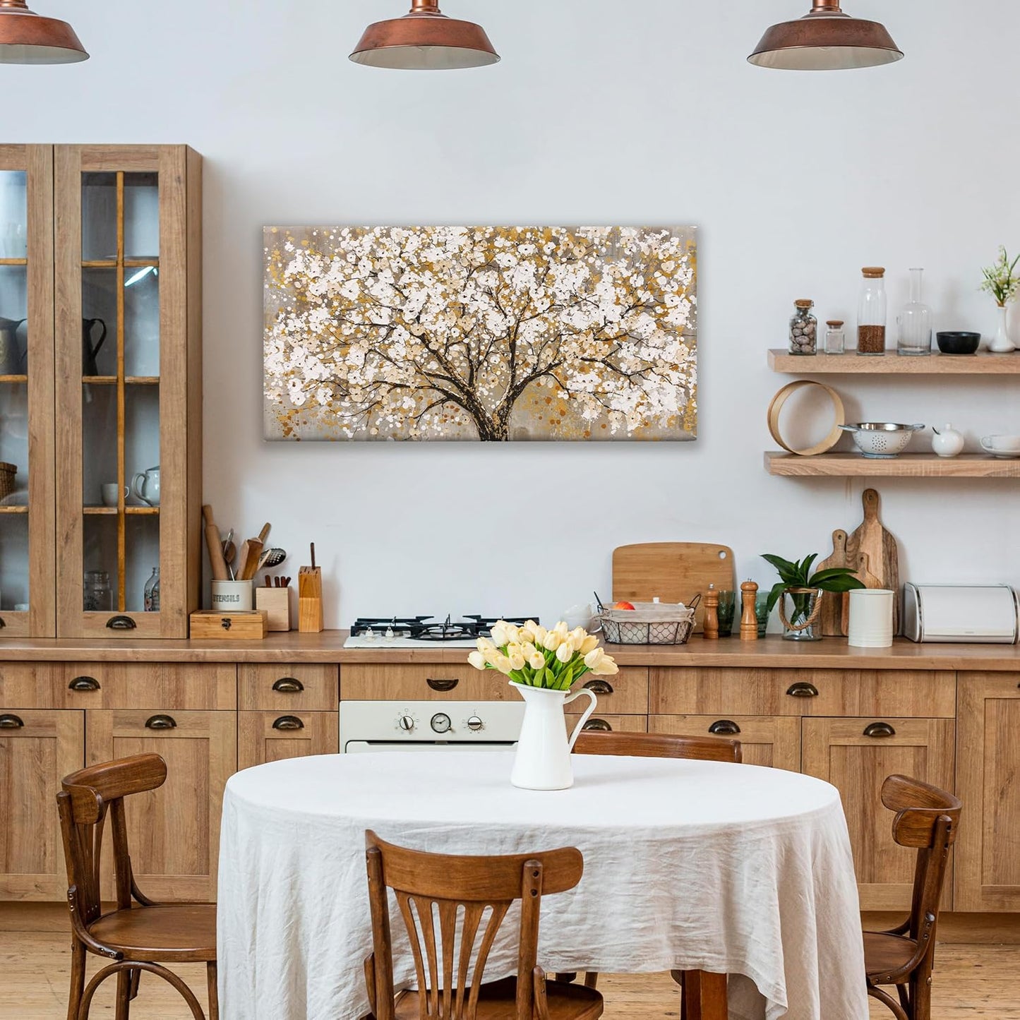 Wall Art Gold Tree Of Life Modern Artwork Canvas Painting Tree Pictures Canvas Art Wall Decor For Living Room Bedroom Dining Room Office Home Wall Decor 20"X40"