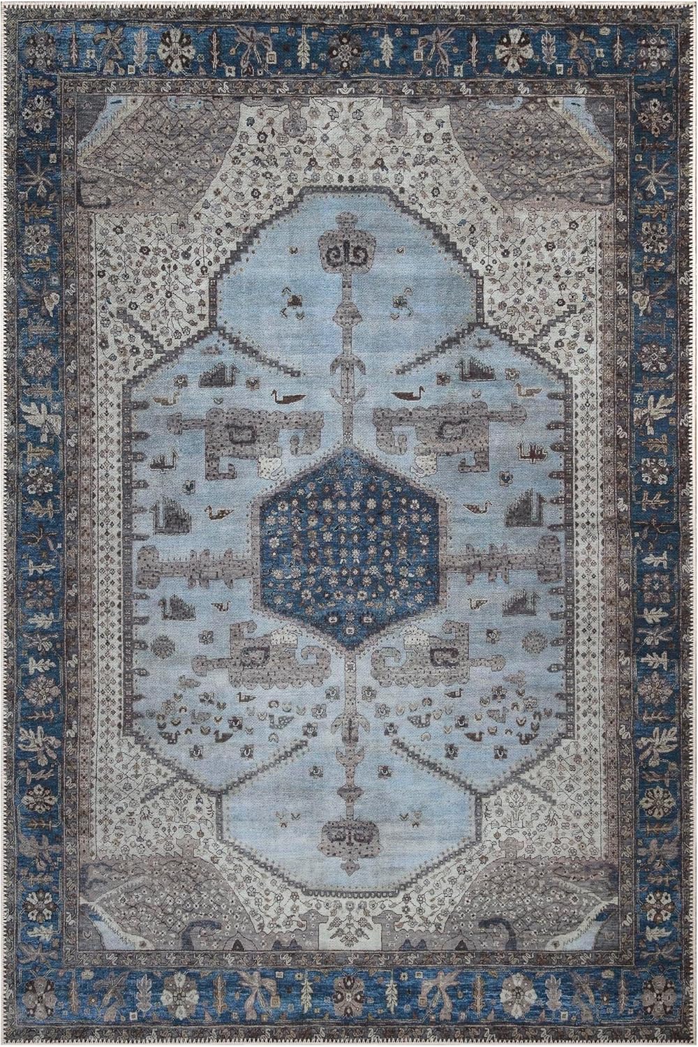 Keen Home Design 9x12 Rug - Machine Washable Area Rug with Non-Slip Backing, Ideal for Living Room, Dining Room, Bedroom - Vintage, Easy Clean, Durable, Low Pile Rug - (9' x 12')