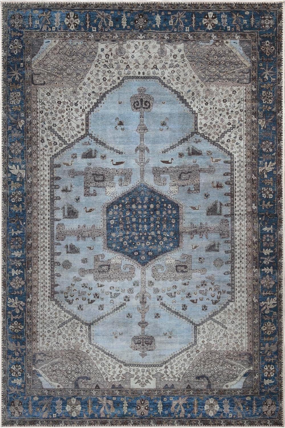 Keen Home Design 3x5 Rug - Machine Washable Entry Rug with Non-Slip Backing, Ideal for Enteryway, Kitchen, Bathroom, Laundry Room - Vintage, Easy Clean, Durable, Low Pile Rug - (3' x 5')