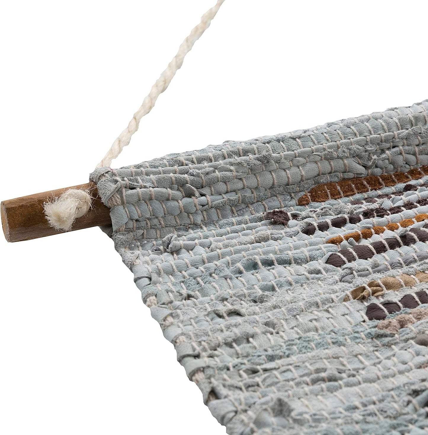 Mark&Day Wall Art, Stanzach Hide Leather and Fur Farmhouse Charcoal Macrame Tapestry Wall Hanging for Living Room, Bedroom, Office or Kitchen (44"H x 22"W)