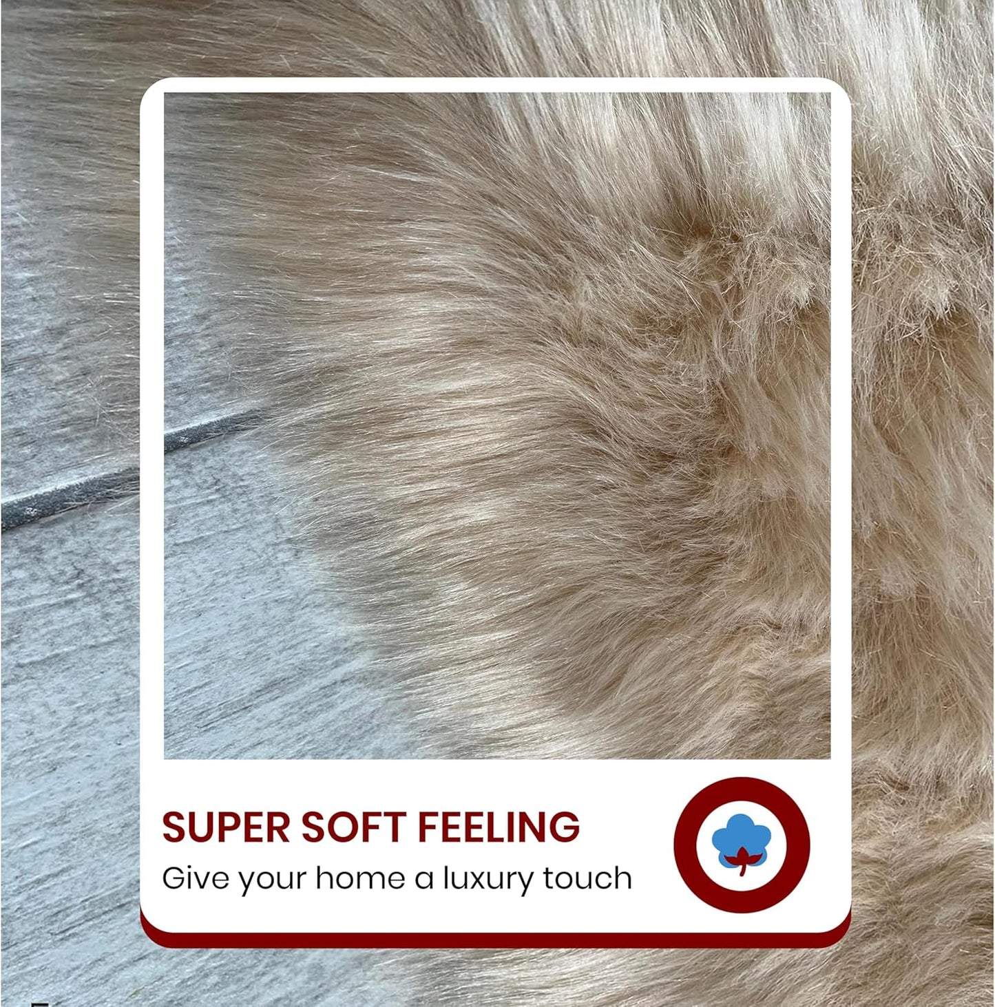 LAMBZY Faux Sheepskin Hypoallergenic Free Shape Silky Shag Rug, Luxury Shaggy Silky Plush Carpet for Bedrooms Rugs Living Room Kids Rooms Sofa Floor Rugs (Decto 10 Pelts 6'x10', 180x300cm Camel)