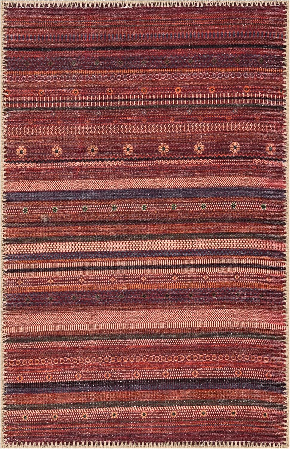 Keen Home Design 2x3 Rug - Machine Washable Entry Rug with Non-Slip Backing, Ideal for Enteryway, Kitchen, Bathroom, Laundry Room - Vintage, Easy Clean, Durable, Low Pile Rug - (2' x 3')