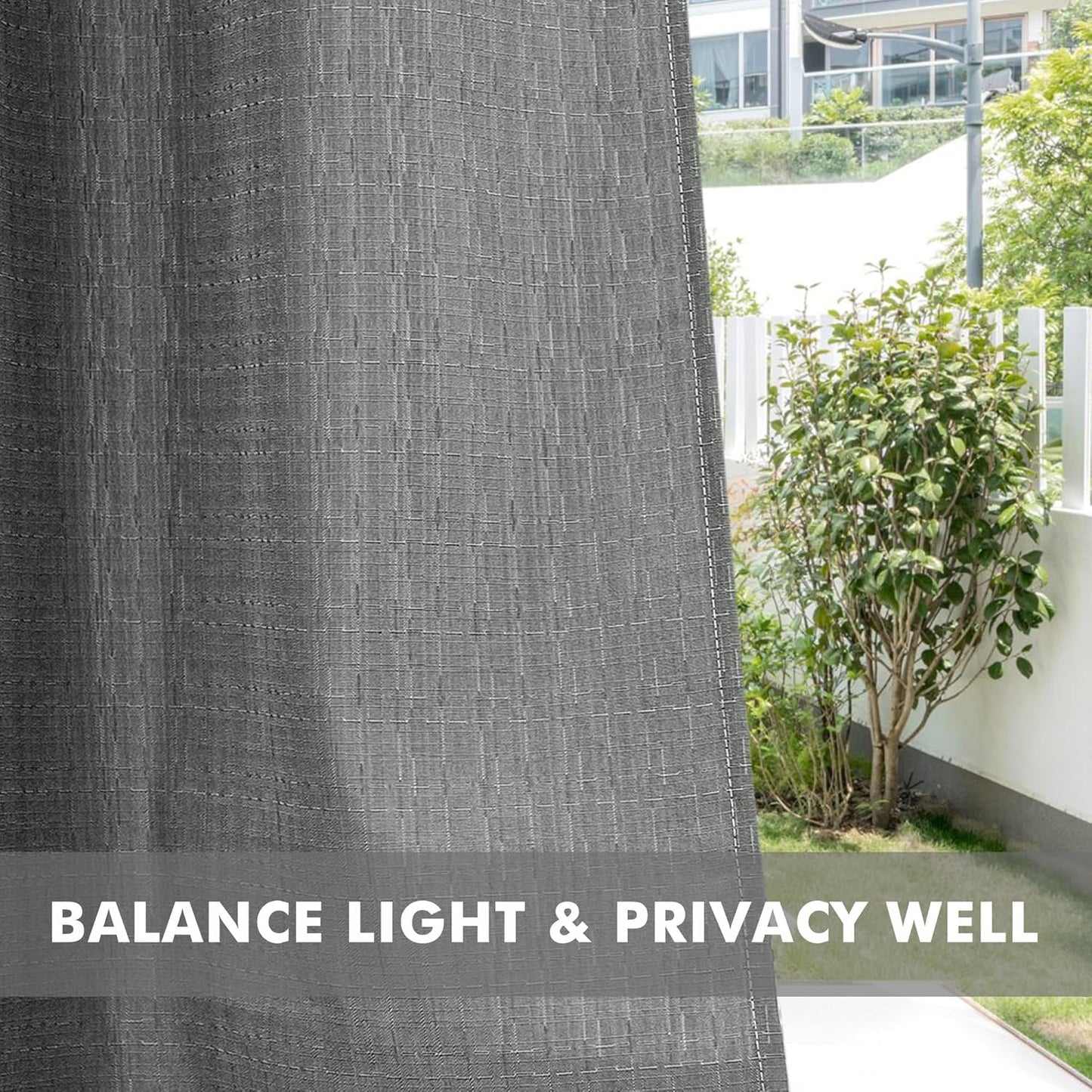 HolidayIdeas 4 Panels Linen Outdoor Curtains for Patio Waterproof Curtains 84 Inch Length-Outside Wide Curtains Weatherproof, Privacy for Pergola, Porch, Gazebo-110 Wide x 84" Long Light Grey