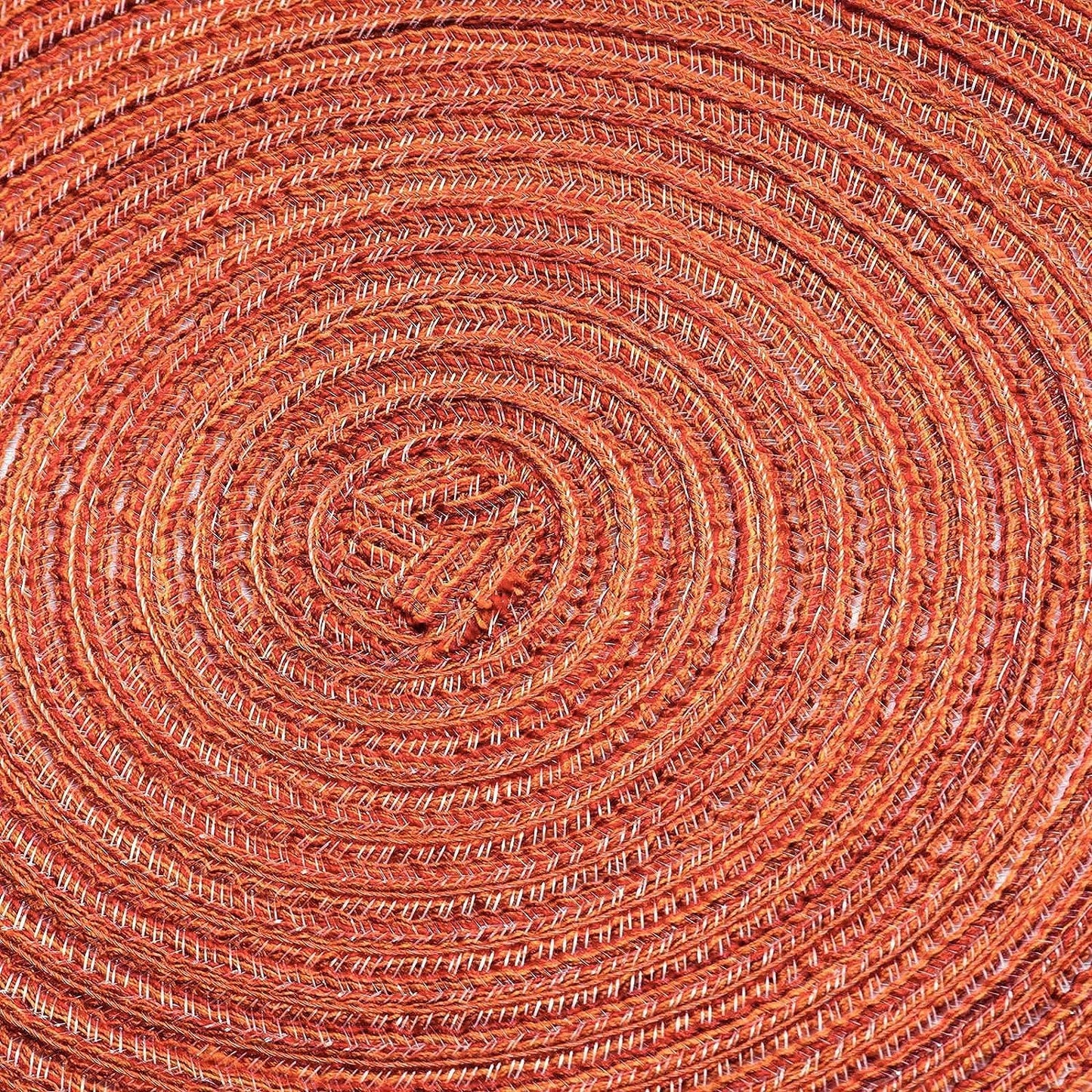 AHHFSMEI Round Braided Placemats Set of 8 Round Table Mats for Dining Tables Natural Woven Heat Resistant Place mats 15 Inch(Orange,8)