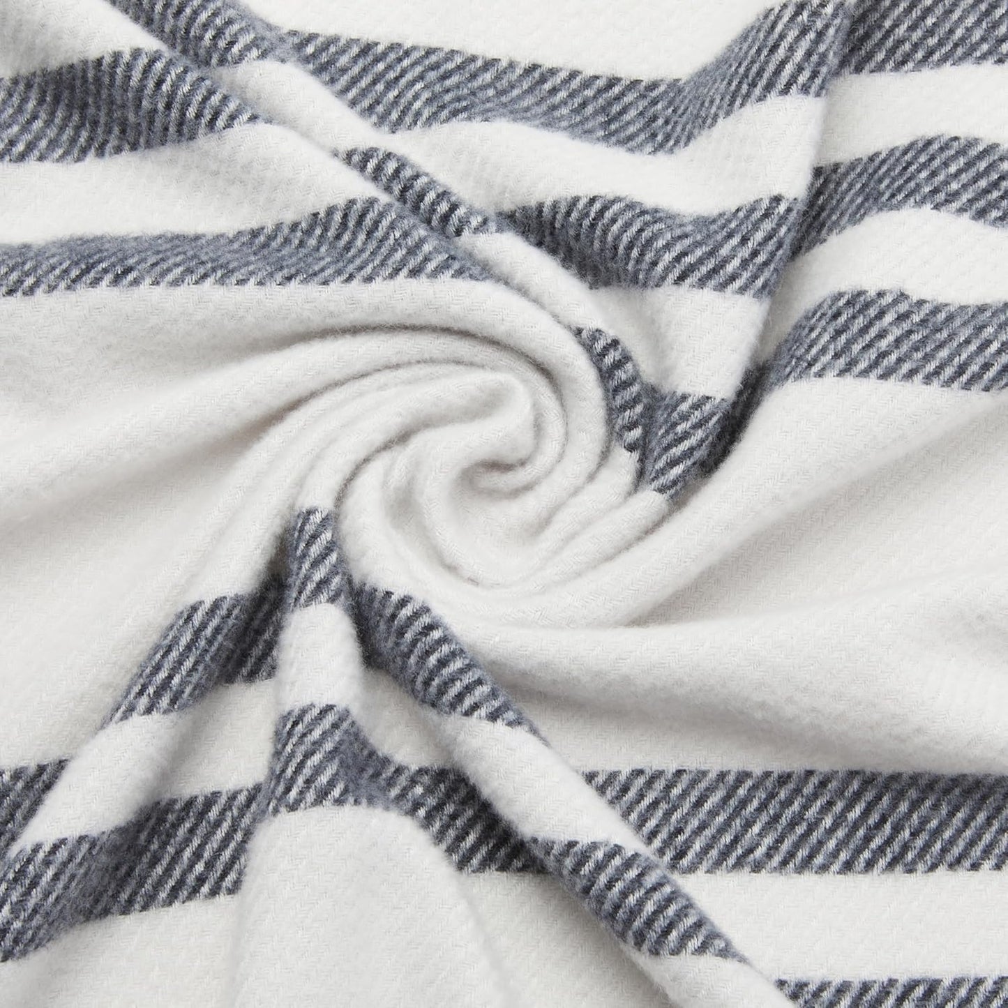 Amazon Basics Room Décor Throw Blanket, Lightweight and Cozy in Recycled Polyester, Light Grey With Blue Stripes, 50"x 60"