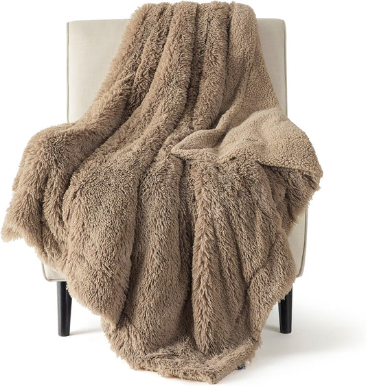 Bedsure GentleSoft Fuzzy Sherpa Faux Fur Twin Blanket, Brown Cozy Gifts for Women Men, Soft Fleece Plush Warm Minky Thick Blanket Twin Size for Bed, Couch, Brown Room Decor Dorm Essentials, 60x80