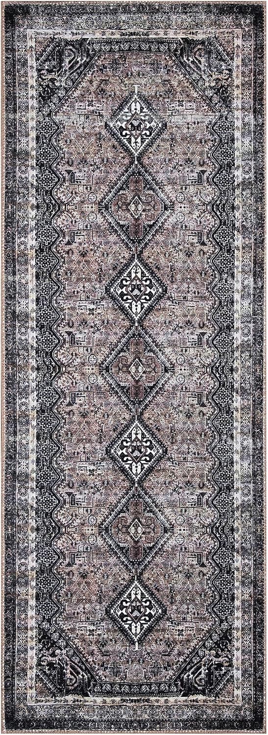 Keen Home Design 2x7 Rug - Machine Washable Runner Rug with Non-Slip Backing, Ideal for Hallway, Entryway, Kitchen, Laundry Room - Vintage, Easy Clean, Durable, Low Pile Rug - (2'6" x 7')