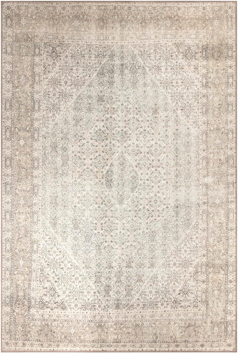 Keen Home Design 4x6 Rug - Machine Washable Area Rug with Non-Slip Backing, Ideal for Living Room, Dining Room, Bedroom - Vintage, Easy Clean, Durable, Low Pile Rug - (4' x 6')