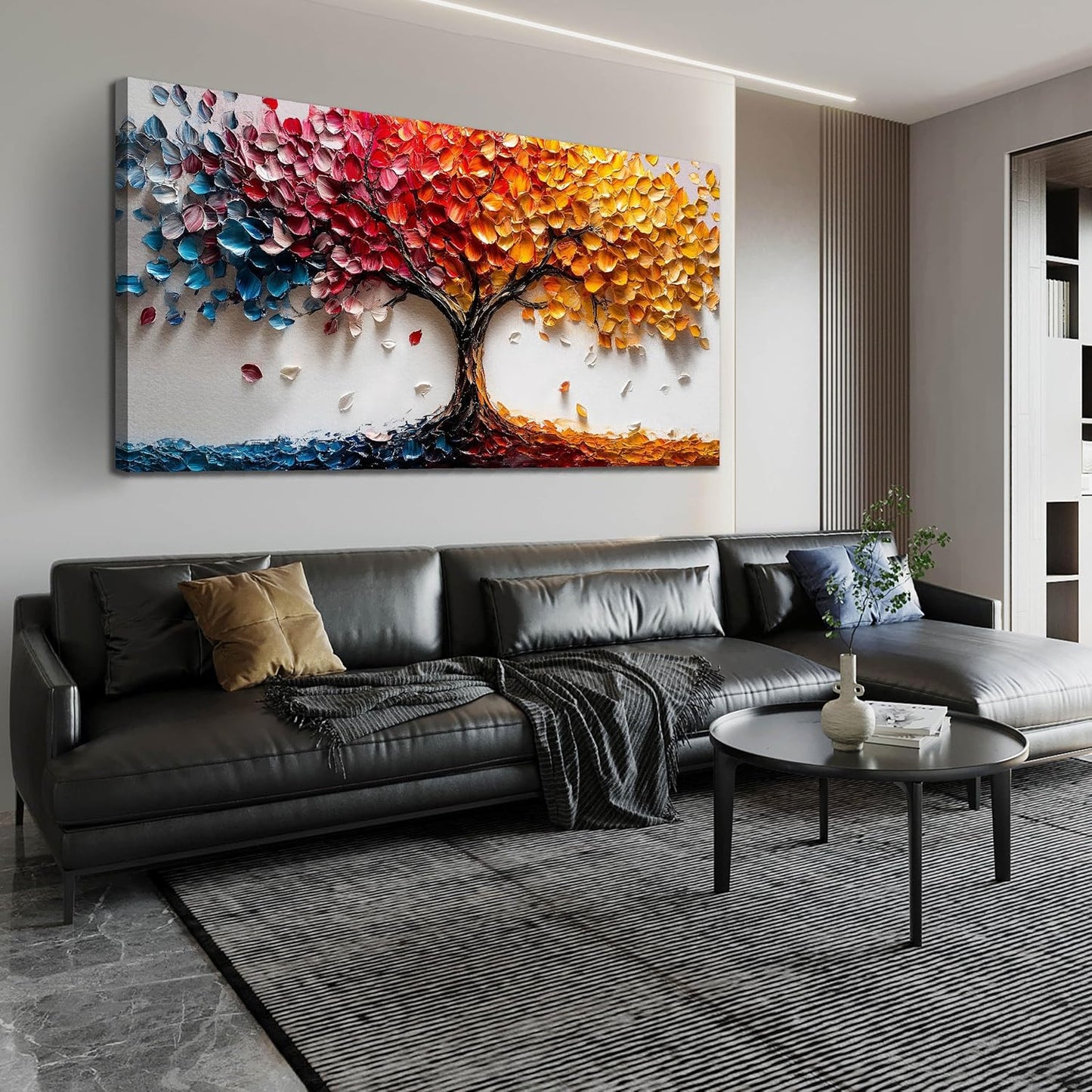 Colorful Tree Wall Pictures for Living Room - Modern Canvas Wall Art for Office - Bedroom Wall Decor for Women Size 29" x 59"