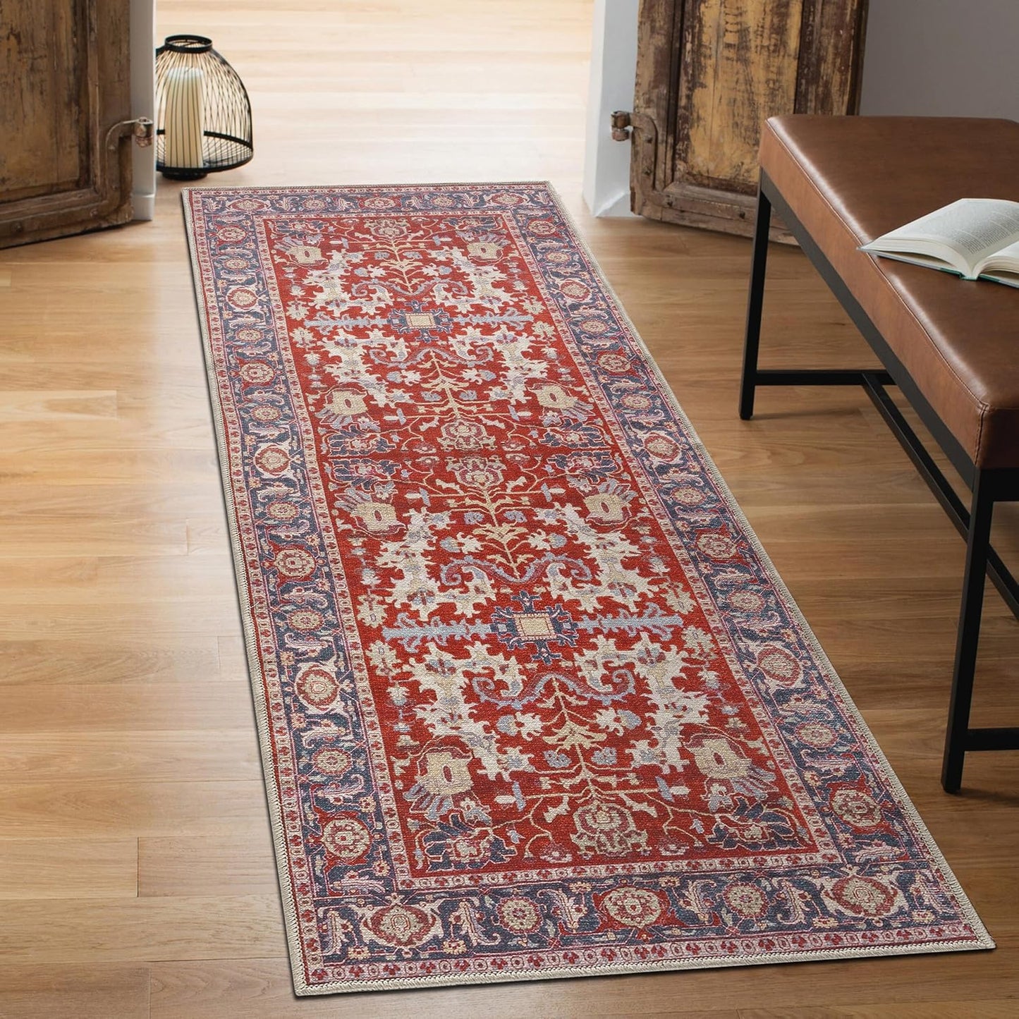 Keen Home Design 2x10 Rug - Machine Washable Runner Rug with Non-Slip Backing, Ideal for Hallway, Entryway, Kitchen, Laundry Room - Vintage, Easy Clean, Durable, Low Pile - (2'6" x 10')