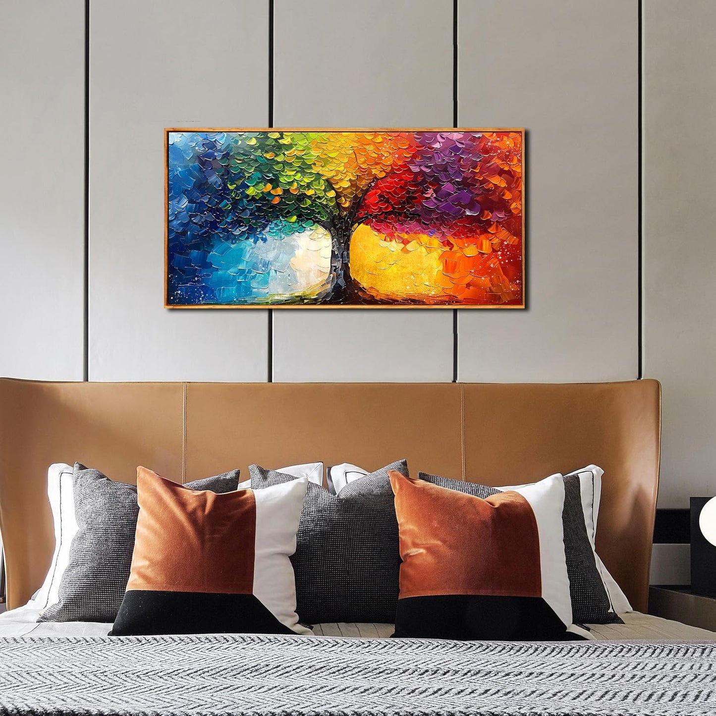 ZHAOSHOP Tree of Life Wall Art for Living Room - Colorful Wall Art for Bedroom - Modern Room Decor Teen Girls With Wooden Frames Size 20" x 40"