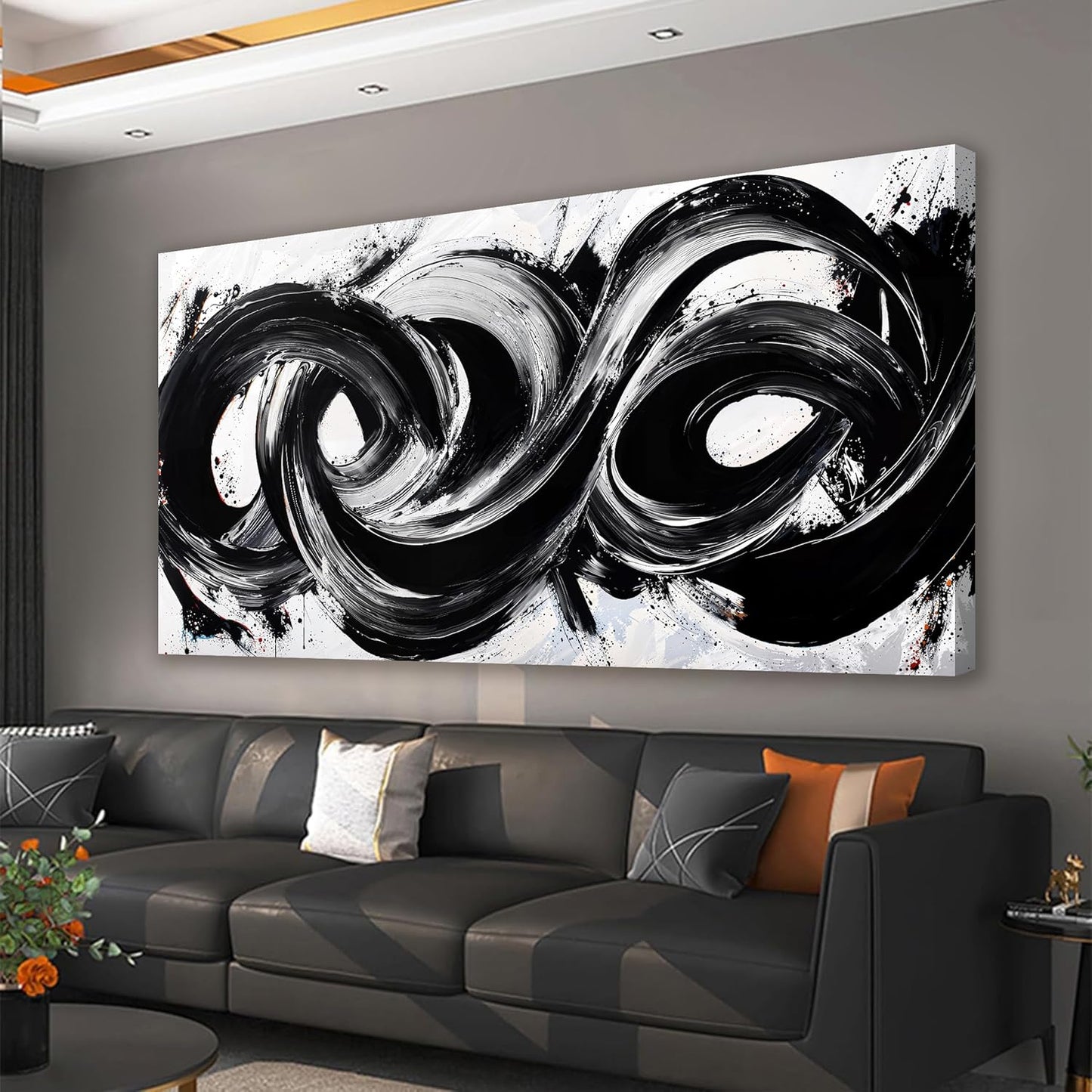 Abstract Wall Art Decor Wall Pictures for Living Room Abstract Canvas Art Wall Decor Large Black and White Wall Art Prints Oversized Minimalist Wall Art Decorations Bedroom Home Wall Art Decor 29" X 58"