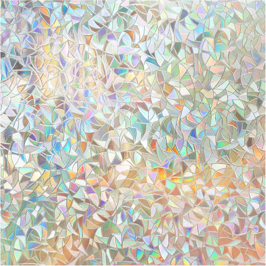 DOWELL Window Privacy Film, Rainbow Window Film, Decorative Stained Glass Clings, Static Cling Door Sticker, Non-Adhesive 3D Decals for Home UV Protection, 35.4 x 157.5 inches